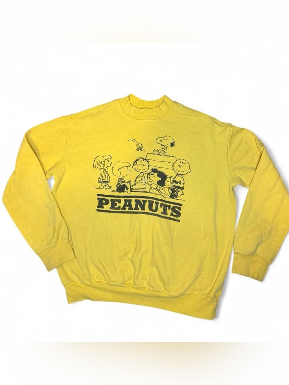 Peanuts Yellow Crewneck Sweatshirt with Character Graphic